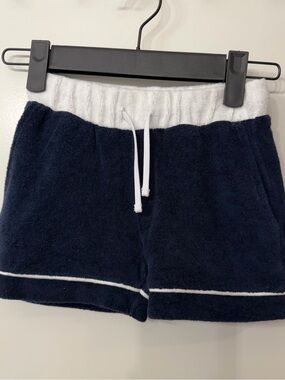 Reiss Navy and White Terry Drawstring Athletic Shorts
